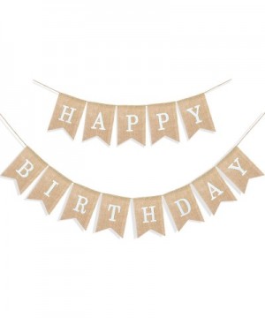 Happy Birthday Banner for Birthday Party Decorations- Rustic Burlap Bunting Swallowtail Flags- 2 in 1 - CF189LGCD8Q $9.24 Ban...