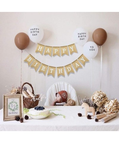 Happy Birthday Banner for Birthday Party Decorations- Rustic Burlap Bunting Swallowtail Flags- 2 in 1 - CF189LGCD8Q $9.24 Ban...