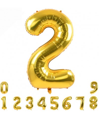 40 Inch Gold Large Numbers Balloon 0-9(Zero-Nine) Birthday Party Decorations-Foil Mylar Big Number Balloon Digital 2 for Birt...