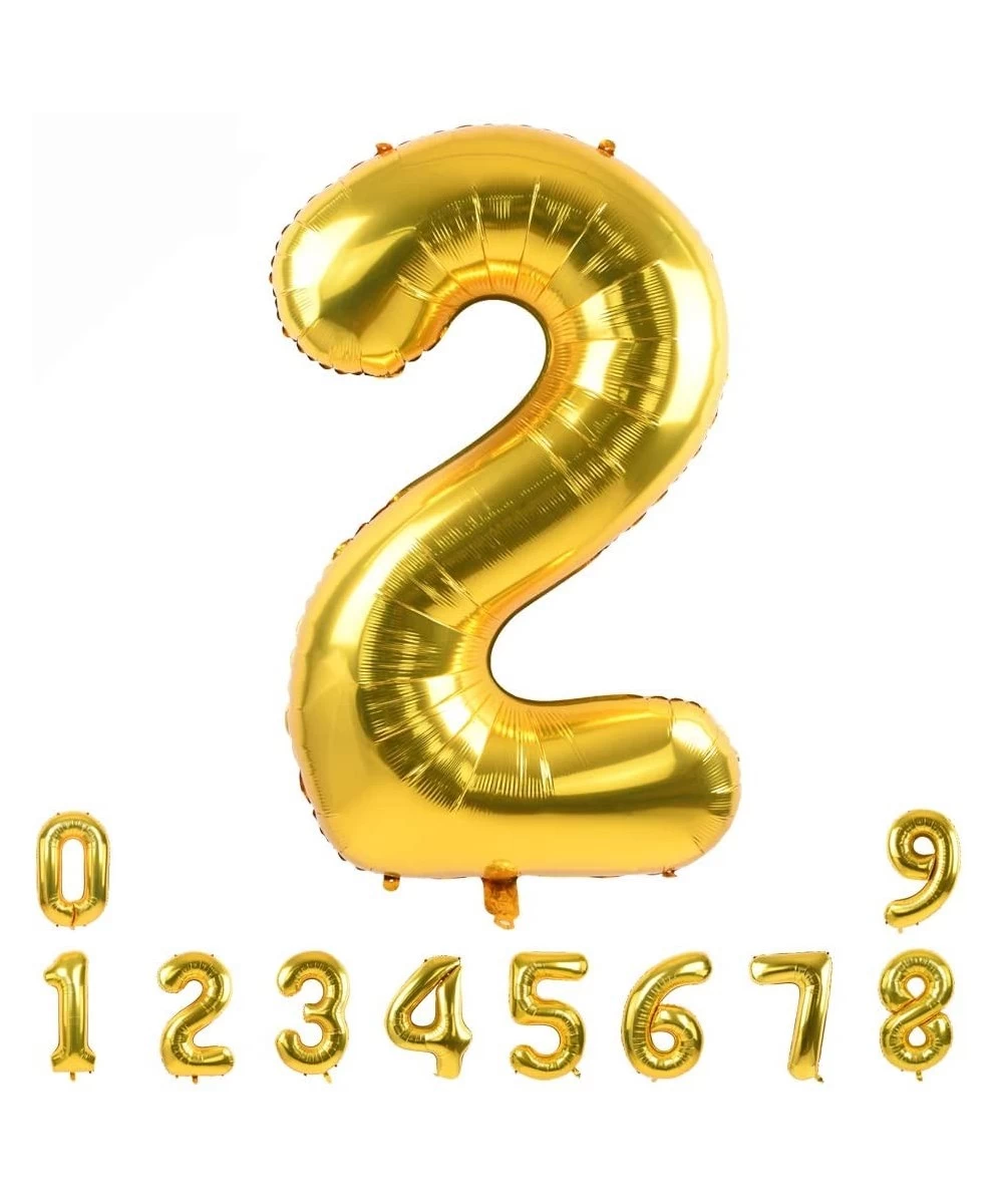 40 Inch Gold Large Numbers Balloon 0-9(Zero-Nine) Birthday Party Decorations-Foil Mylar Big Number Balloon Digital 2 for Birt...