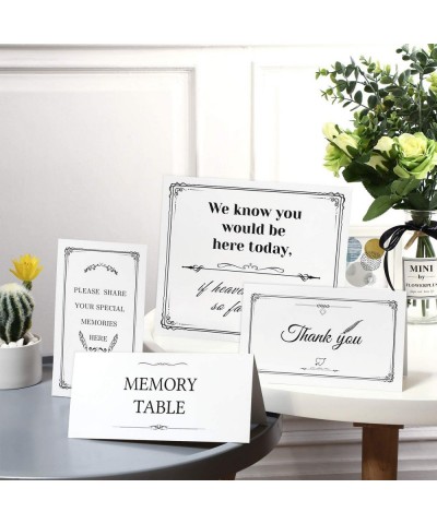 4 Pieces Funeral Memory Table Sign Card Thank You Please Share Your Special Memories Here Signs with 2 Paper Backing Easels f...