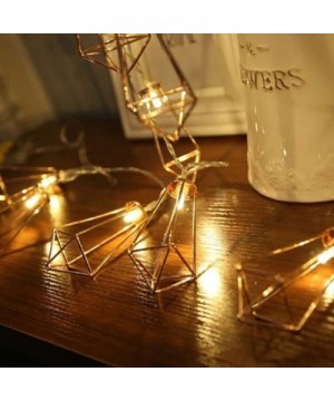 10ft 20 LEDs Rose Gold Geometric Metal Diamond Shape Copper Wire Fairy String Lights-Water Drop Metal Cage String Lights Batt...