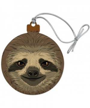 Cute Sloth Face Wood Christmas Tree Holiday Ornament - CM187GDONGW $5.25 Ornaments