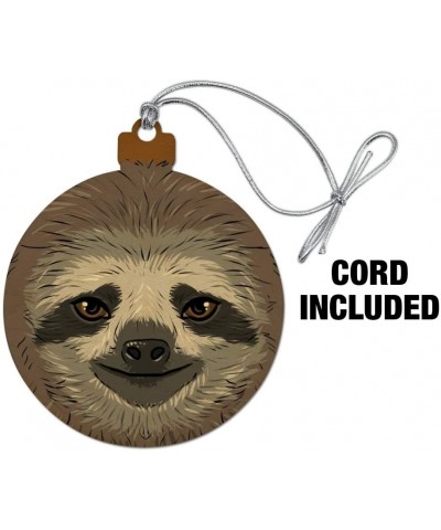Cute Sloth Face Wood Christmas Tree Holiday Ornament - CM187GDONGW $5.25 Ornaments