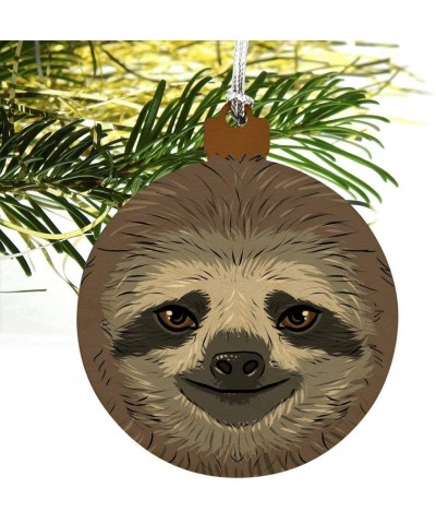 Cute Sloth Face Wood Christmas Tree Holiday Ornament - CM187GDONGW $5.25 Ornaments