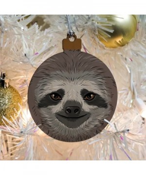 Cute Sloth Face Wood Christmas Tree Holiday Ornament - CM187GDONGW $5.25 Ornaments