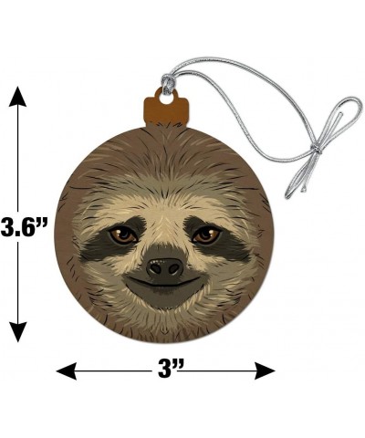 Cute Sloth Face Wood Christmas Tree Holiday Ornament - CM187GDONGW $5.25 Ornaments