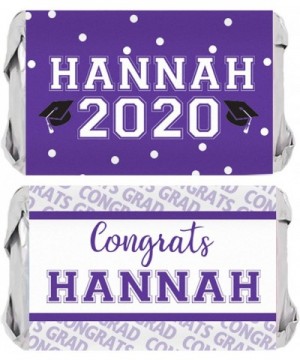 Personalized Graduation Mini Candy Bar Wrappers - 45 Stickers (Purple) - Purple - CT1965O3GZW $8.13 Favors