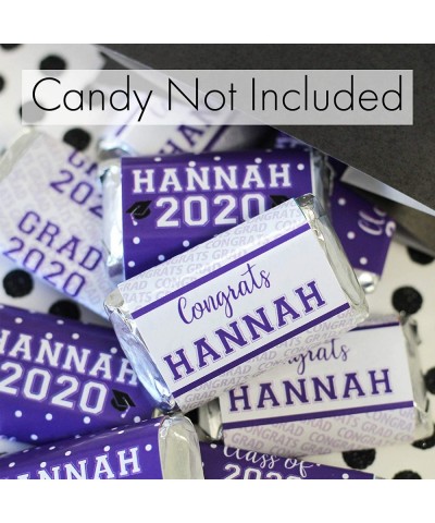 Personalized Graduation Mini Candy Bar Wrappers - 45 Stickers (Purple) - Purple - CT1965O3GZW $8.13 Favors