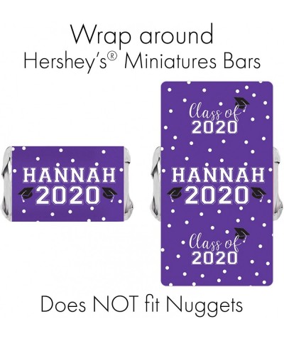 Personalized Graduation Mini Candy Bar Wrappers - 45 Stickers (Purple) - Purple - CT1965O3GZW $8.13 Favors