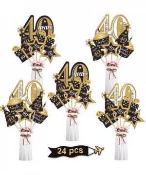 Birthday Party Decoration Set Golden Birthday Party Centerpiece Sticks Glitter Table Toppers Party Supplies- 24 Pack (40th Bi...