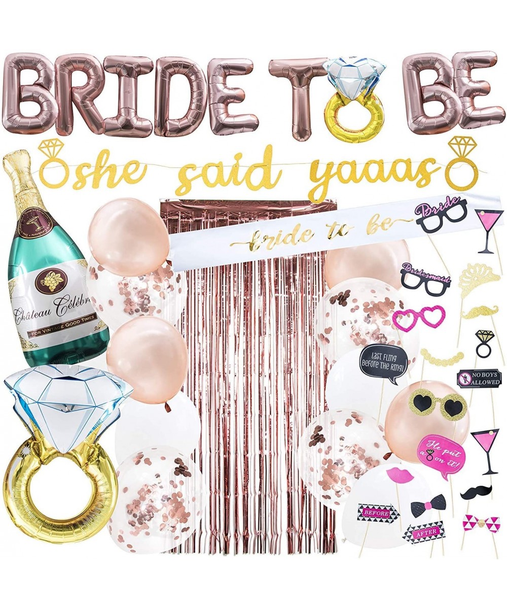 Rose Gold Bachelorette Party Decorations Kit I Bridal Party Decor I She Said Yaaas Banner- Bride to be Balloon- Engagement Ri...