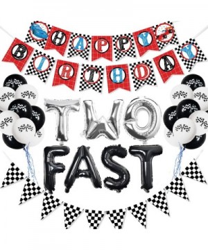 Two Fast 2nd Birthday Party Supplies - Racing Car Theme Party Decorations for Boy Race Fans Including Happy Birthday Banner- ...