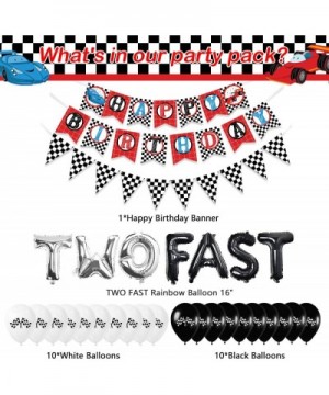 Two Fast 2nd Birthday Party Supplies - Racing Car Theme Party Decorations for Boy Race Fans Including Happy Birthday Banner- ...