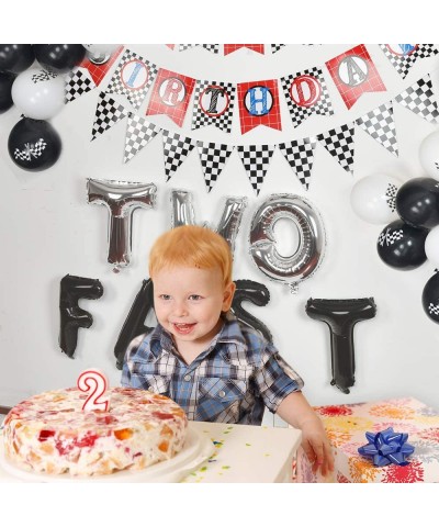 Two Fast 2nd Birthday Party Supplies - Racing Car Theme Party Decorations for Boy Race Fans Including Happy Birthday Banner- ...