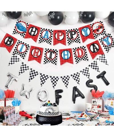 Two Fast 2nd Birthday Party Supplies - Racing Car Theme Party Decorations for Boy Race Fans Including Happy Birthday Banner- ...