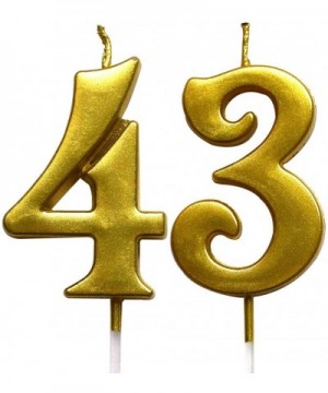 Gold 43nd Birthday Numeral Candle- Number 43 Cake Topper Candles Party Decoration for Women or Men - CI18TYGOI94 $5.30 Birthd...