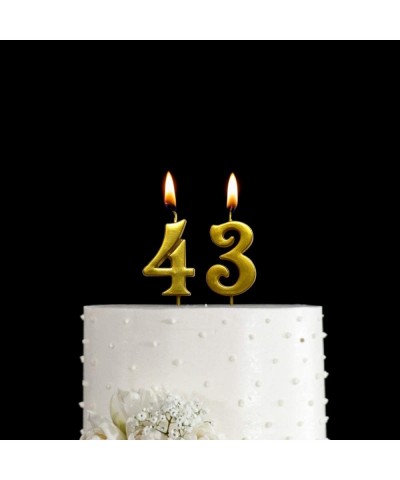 Gold 43nd Birthday Numeral Candle- Number 43 Cake Topper Candles Party Decoration for Women or Men - CI18TYGOI94 $5.30 Birthd...