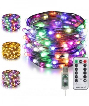 Dimmable USB String Lights- 33ft 100 LED Warm White & Multi-Color Changing Fairy Lights with Remote&Timer- 8 Modes Silver Coa...