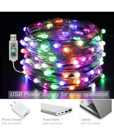 Dimmable USB String Lights- 33ft 100 LED Warm White & Multi-Color Changing Fairy Lights with Remote&Timer- 8 Modes Silver Coa...