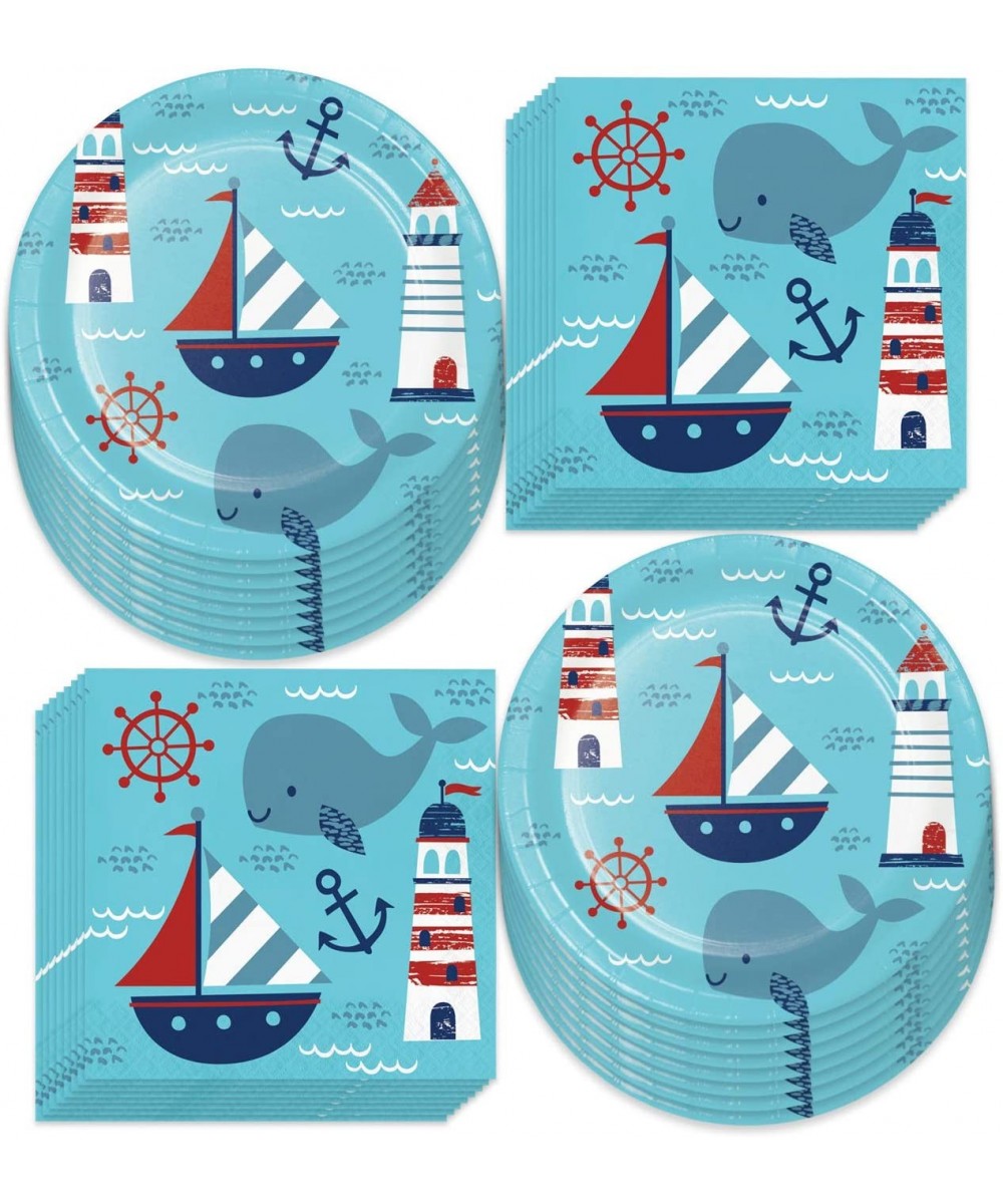 Nautical Party Supplies - Sailing Anchor Paper Dinner Plates and Luncehon Napkins (Serves 16) - Sailing Anchor Paper Dinner P...