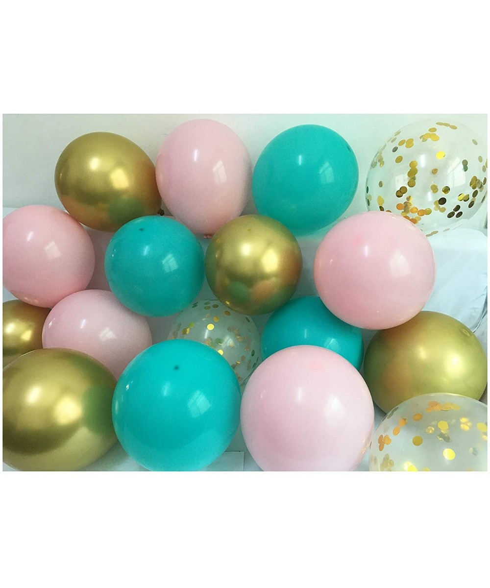 Pastel Color balloons Teal Pink - Chrome Gold Confetti Balloons for Birthday Girl Baby Bridal Shower Party Decorations Suppli...