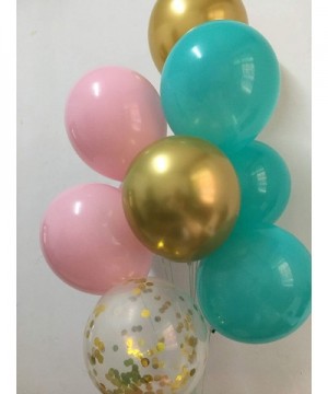 Pastel Color balloons Teal Pink - Chrome Gold Confetti Balloons for Birthday Girl Baby Bridal Shower Party Decorations Suppli...