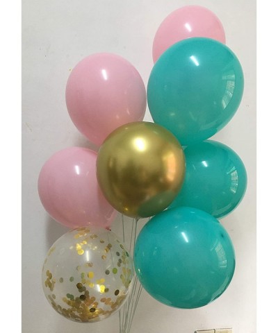 Pastel Color balloons Teal Pink - Chrome Gold Confetti Balloons for Birthday Girl Baby Bridal Shower Party Decorations Suppli...