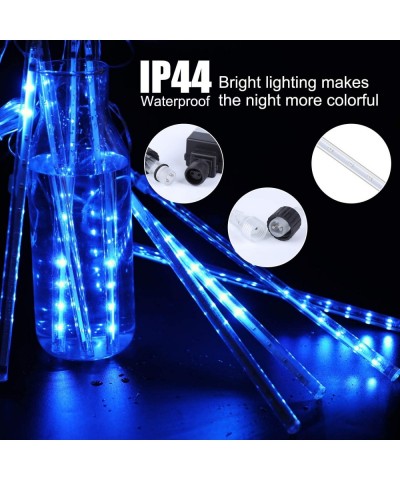 Meteor Shower Icicle Christmas Lights Outdoor- 11.8 Inches 8 Tubes 192 LED Dropping Lights Connectable- Waterproof Hanging Fa...