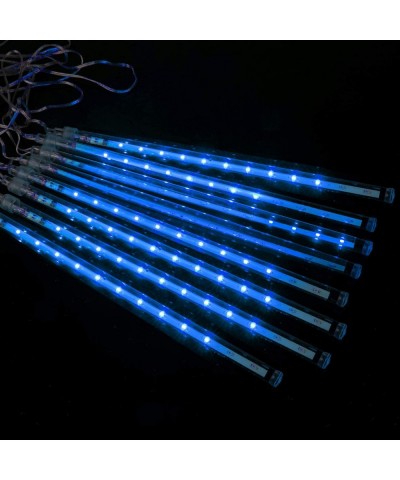 Meteor Shower Icicle Christmas Lights Outdoor- 11.8 Inches 8 Tubes 192 LED Dropping Lights Connectable- Waterproof Hanging Fa...