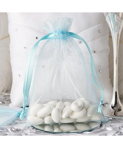 50 pcs 5x7-Inch Light Blue Organza Drawstring Bags - Wedding Party Favors Jewelry Pouch Candy Gift Bags - Light Blue - CO12N2...