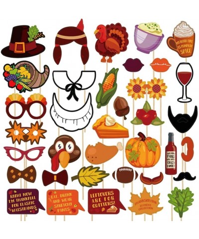 36pcs Thanksgiving Photo Booth Props Thanksgiving Party Favor - Selfie Props- Funny Prop Signs Pumpkin Turkey Corn Maple Leav...