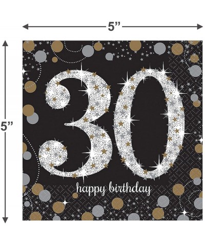 30th Birthday Table Decorations - Metallic Silver and Gold Dot Paper Dessert Plates and Beverage Napkins (Serves 16) - Metall...