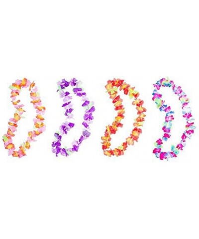 Hawaiian Ruffled Colorful Luau Silk Flower Leis Necklaces for Island Theme Party (12 Pack) - CE124QUBHT9 $5.34 Party Favors