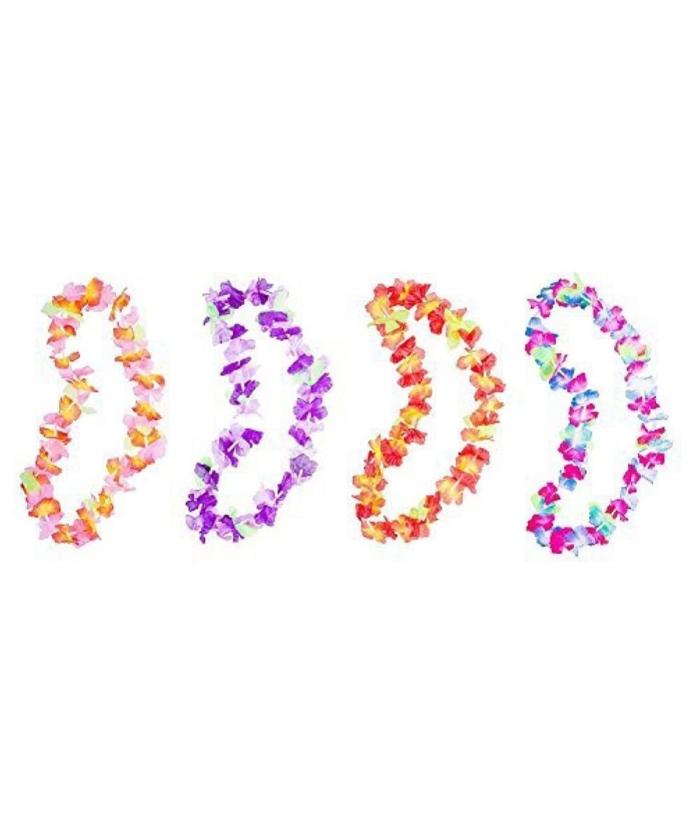 Hawaiian Ruffled Colorful Luau Silk Flower Leis Necklaces for Island Theme Party (12 Pack) - CE124QUBHT9 $5.34 Party Favors