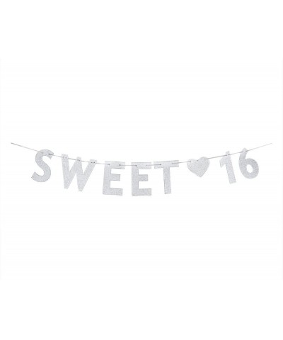 Silver Sweet 16 Birthday Banner for 16th Birthday Wedding Anniversary Party Decoration Supplies - C11879A4Q6X $6.91 Banners &...