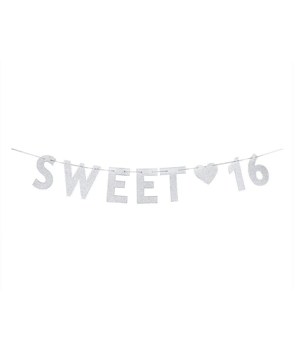 Silver Sweet 16 Birthday Banner for 16th Birthday Wedding Anniversary Party Decoration Supplies - C11879A4Q6X $6.91 Banners &...