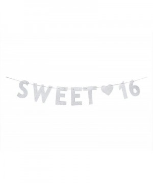 Silver Sweet 16 Birthday Banner for 16th Birthday Wedding Anniversary Party Decoration Supplies - C11879A4Q6X $6.91 Banners &...