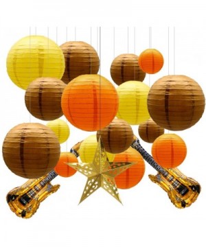 Round Chinese Yellow Brown Orange Pumpkin Color Paper Lanterns Decorative 19pcs with Guitar Foil for Fox Deer Forest Animal B...