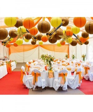 Round Chinese Yellow Brown Orange Pumpkin Color Paper Lanterns Decorative 19pcs with Guitar Foil for Fox Deer Forest Animal B...