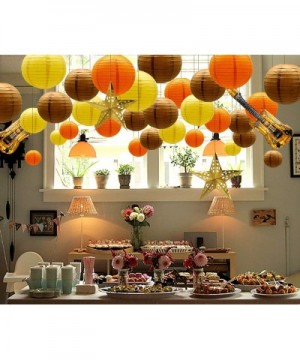 Round Chinese Yellow Brown Orange Pumpkin Color Paper Lanterns Decorative 19pcs with Guitar Foil for Fox Deer Forest Animal B...