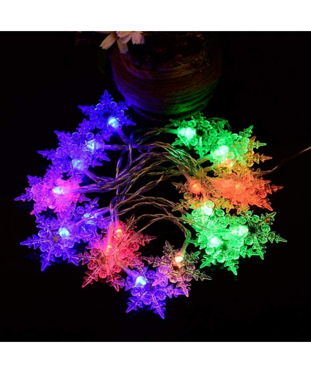 Hexagonal LED Snowflake Light String Battery Powered Holiday Christmas Tree Decor Bedroom Decorative - Colorful - CY18ALETE8E...