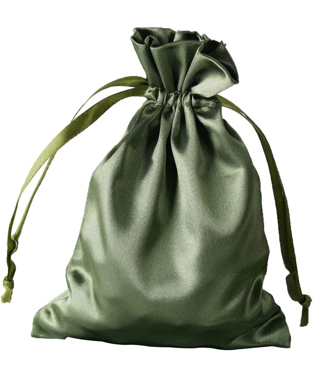 60 pcs 5x7-Inch Willow Green Satin Drawstring Bags - Wedding Party Favors Jewelry Pouch Candy Gift Bags - Willow Green - CP12...