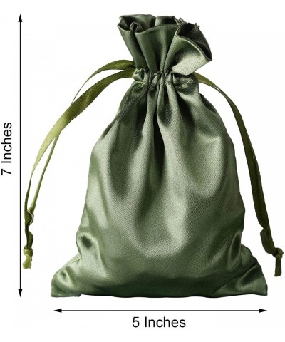 60 pcs 5x7-Inch Willow Green Satin Drawstring Bags - Wedding Party Favors Jewelry Pouch Candy Gift Bags - Willow Green - CP12...