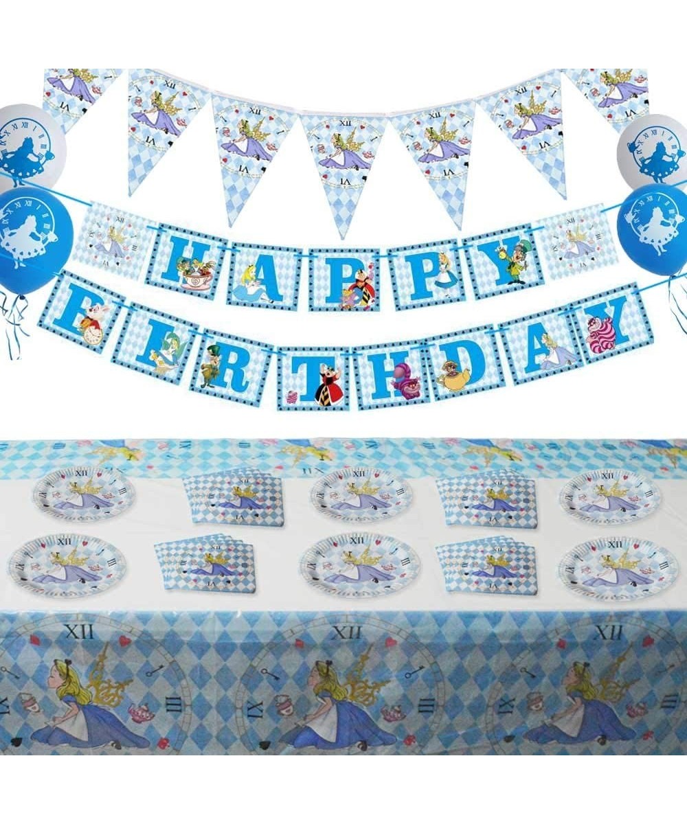 Set of 79 Pcs Alice in Wonderland Birthday Party Supplies Princess Party Supplies for Tea Party Baby Shower Supplies Serves 2...