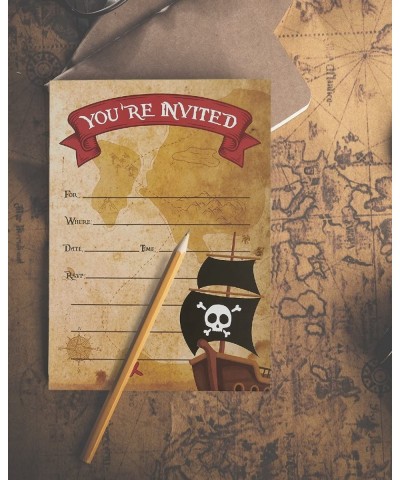 Pirate Invitation Cards - 24 Fill-in Invites with Envelopes for Kids Birthday Bash and Theme Party- 5 x 7 Inches- Postcard St...