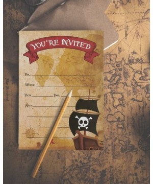 Pirate Invitation Cards - 24 Fill-in Invites with Envelopes for Kids Birthday Bash and Theme Party- 5 x 7 Inches- Postcard St...