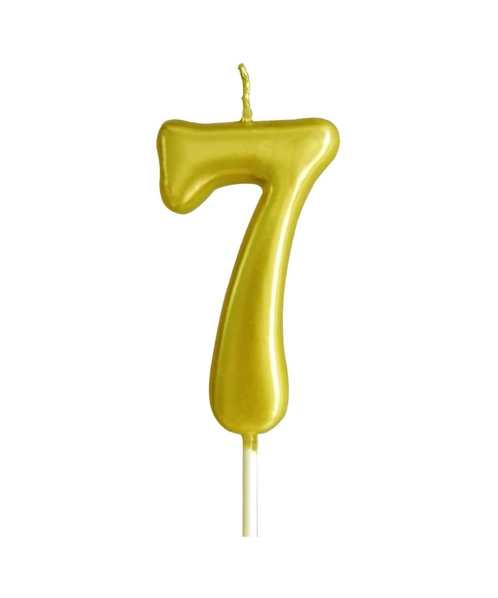 Gold Number Candles Numbers 7th Seven Number 7 Champagne Candle Glitter Happy Birthday Numeral Cake Topper Decoration for Adu...