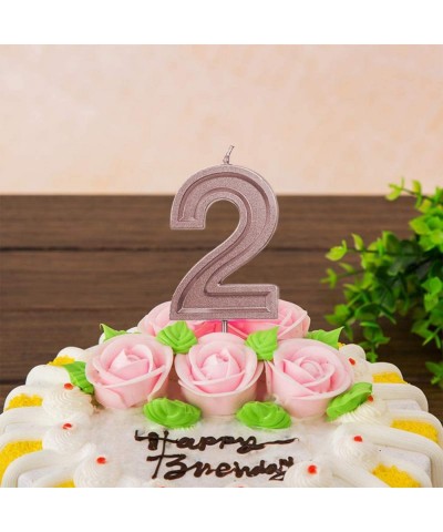 2.76 Inches Large Rose Gold Glitter Birthday Candles Birthday Cake Candles Number Candles Cake Topper Decoration for Wedding ...