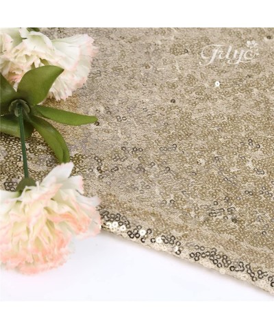 60x102-Inch Rectangular Wedding Sequin Tablecloth Light Gold for Wedding Party Christmas Day-Light Gold - Light Gold - CL17YW...